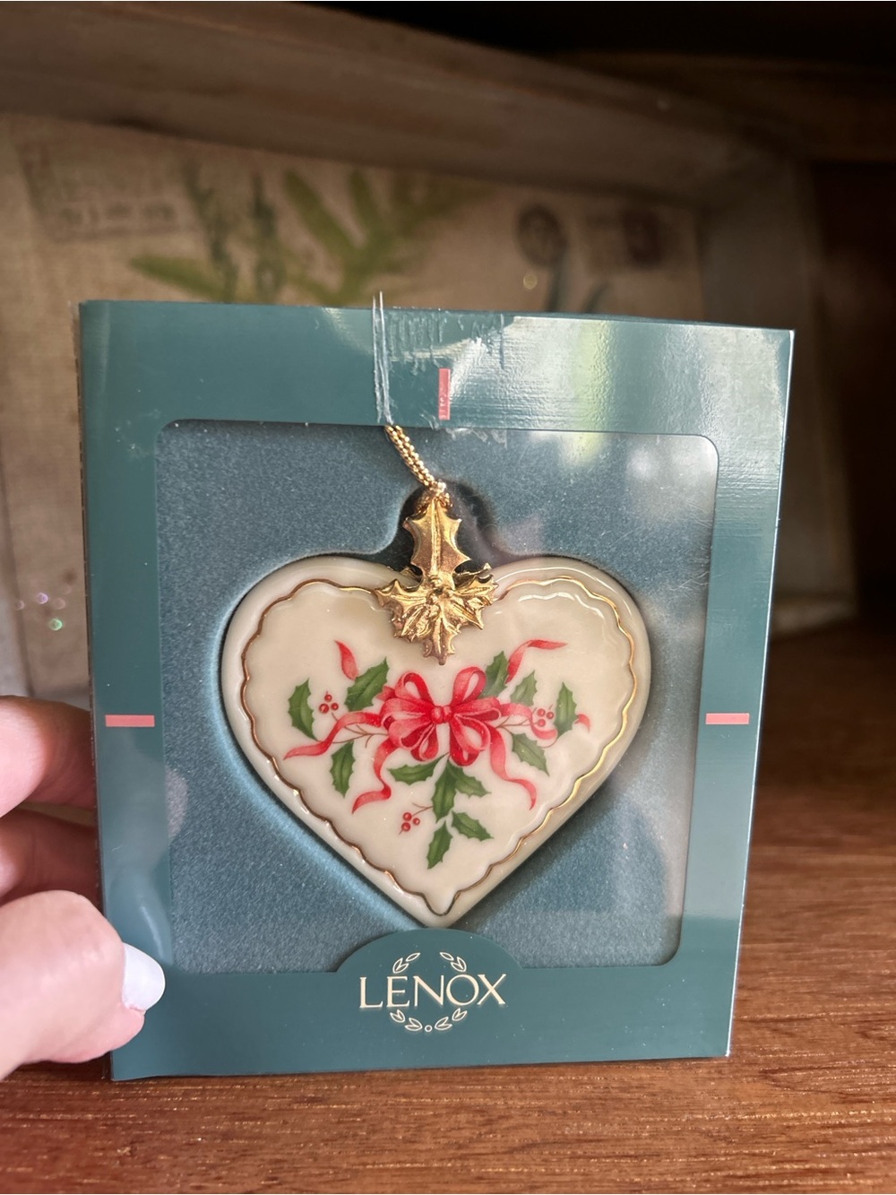 Vintage ~ LENOX Porcelain Christmas Holiday Heart Ornament w/ Original Box - Picture 5 of 5